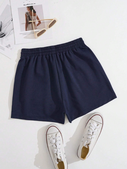 Drawstring Waist Slant Pocket Shorts