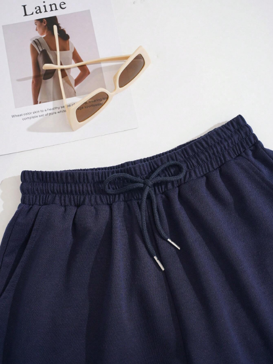 Drawstring Waist Slant Pocket Shorts