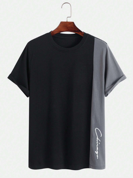 Manfinity Homme Men Letter Graphic Colorblock Tee