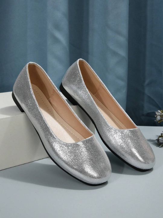 Women Slip-on Round Toe Ballet Flats, Glamorous Outdoor Flat Shoes