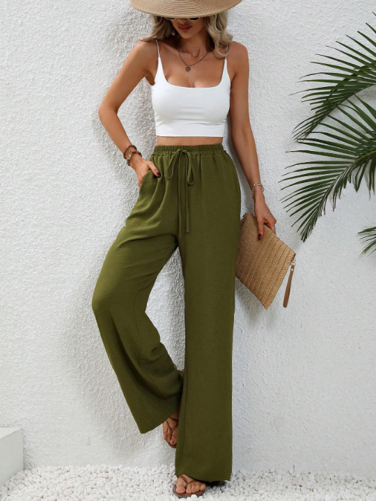 LUNE Tie Waist Wide Leg Pants