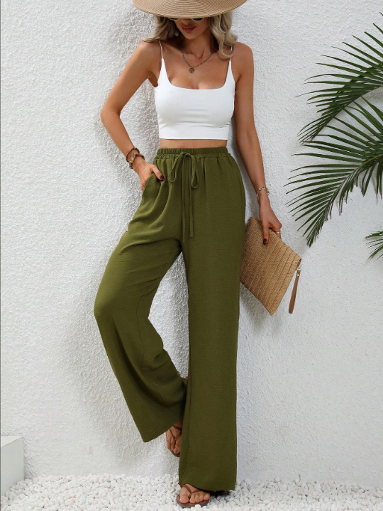 LUNE Tie Waist Wide Leg Pants