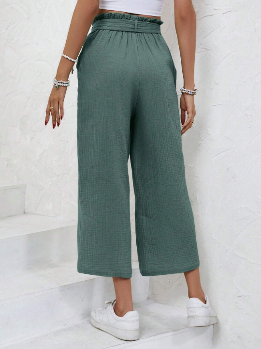 Frenchy Paperbag Waist Belted Wide Leg Pants