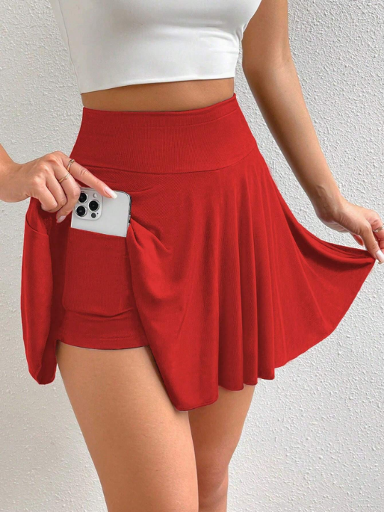 Essnce High Waist Phone Pocket Detail Skort