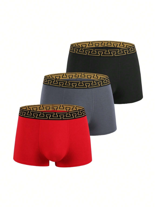 Men 3pcs Geo Tape Waist Boxer Brief