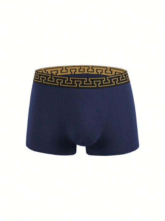 Men 3pcs Geo Print Tape Waistband Boxer Brief