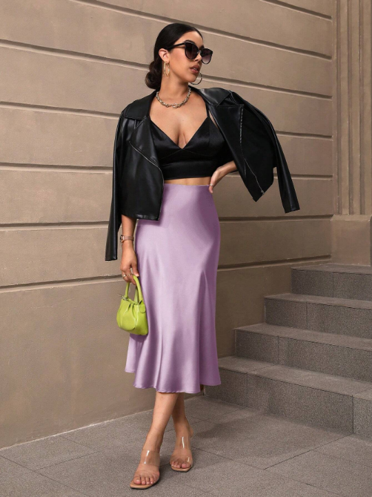 BAE High Waist Solid Satin Skirt