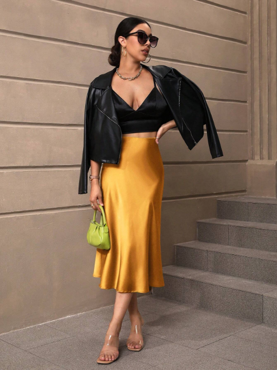 BAE High Waist Satin Skirt