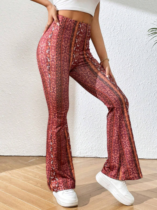 PETITE Allover Print Flare Leg Pants