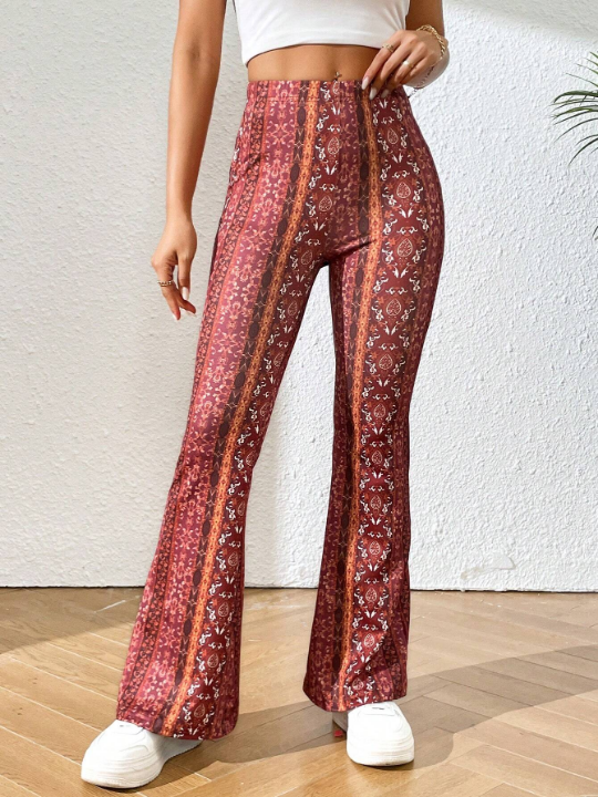 PETITE Allover Print Flare Leg Pants