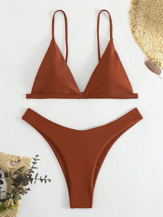 Swim Basics Triangle High Cut Bikini Swimsuit