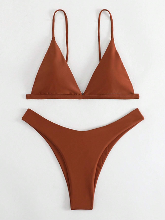 Swim Basics Triangle High Cut Bikini Swimsuit