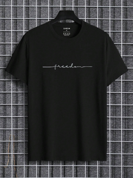 Men Cotton Letter Graphic Tee