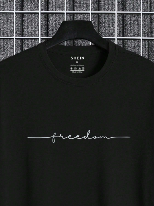 Men Cotton Letter Graphic Tee