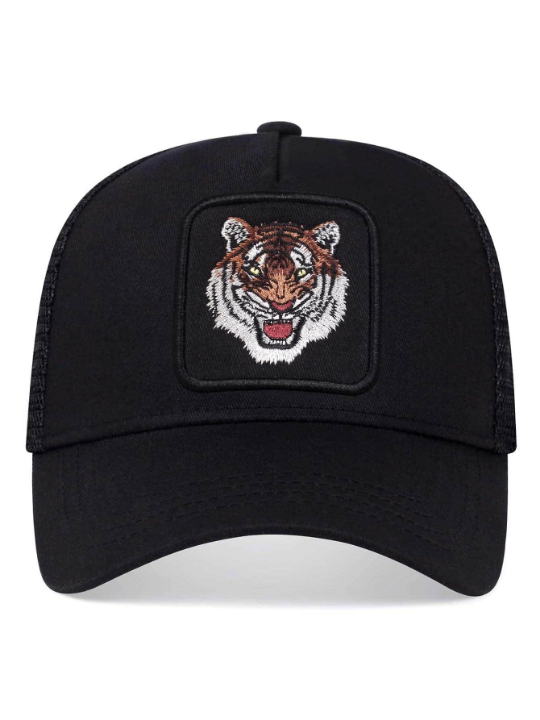 1pc Unisex Tiger Embroidered Adjustable Fashionable Trucker Hat For Daily Life