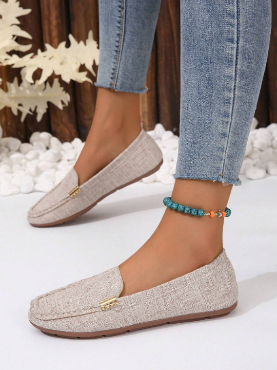 Women Metal Decor Flat Loafers, Fashion Outdoor Flats