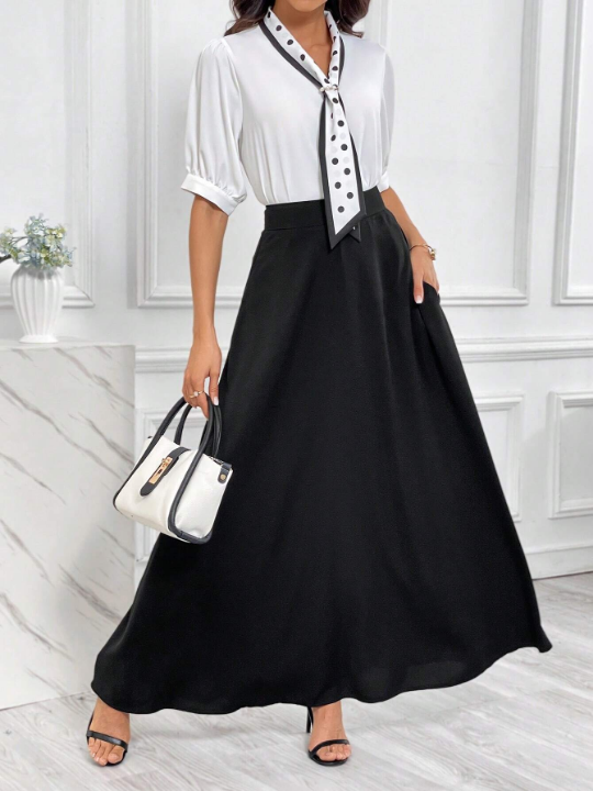 Essnce Solid High Waist Hidden Pocket Skirt