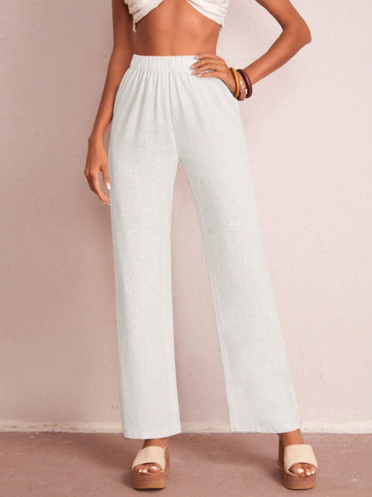 LUNE Solid Elastic Waist Pants