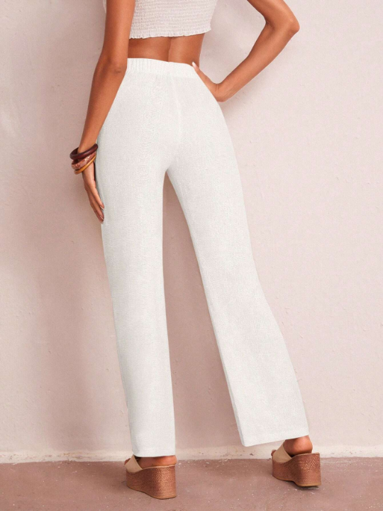 LUNE Solid Elastic Waist Pants