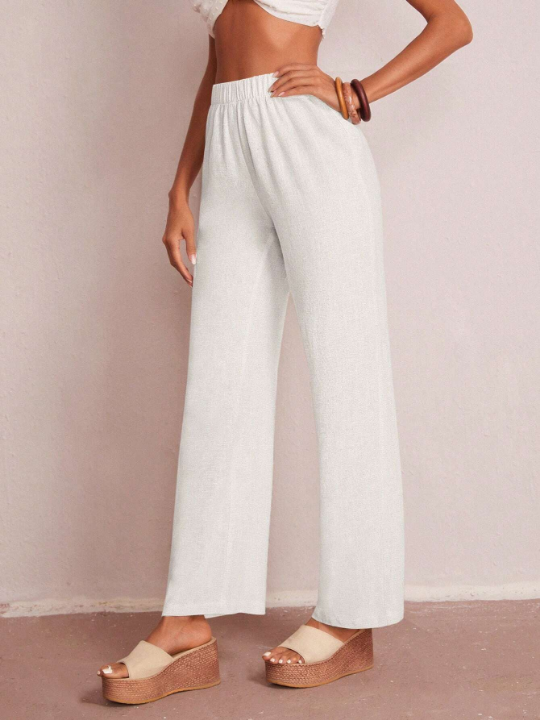 LUNE Solid Elastic Waist Pants