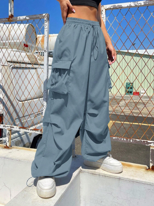 Coolane Flap Pocket Side Drawstring Waist Cargo Pants