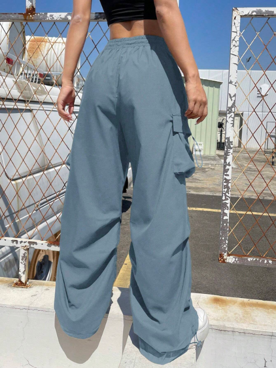 Coolane Flap Pocket Side Drawstring Waist Cargo Pants