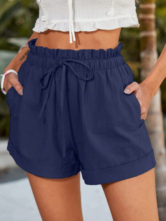 Paperbag Waist Roll Up Hem Shorts