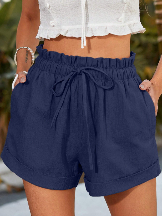 Paperbag Waist Roll Up Hem Shorts