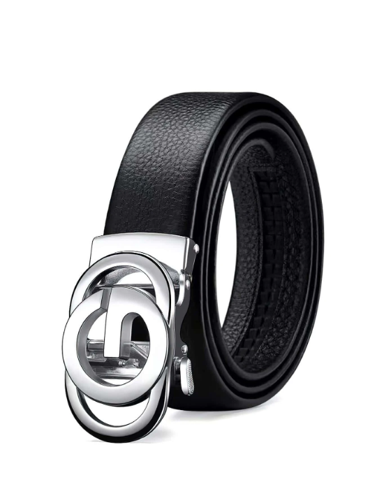 1pc Men Round Design Casual PU Buckle Belt For Daily Life