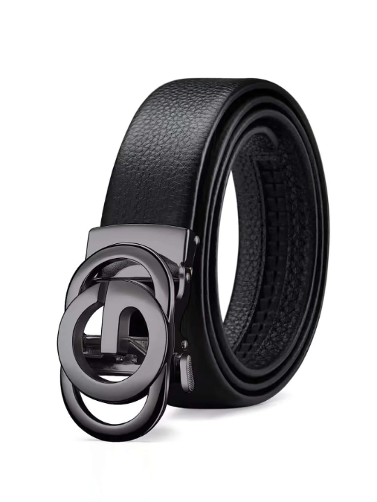 1pc Men Round Design Casual PU Buckle Belt For Daily Life