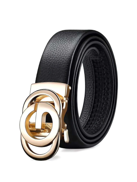 1pc Men Round Design Casual PU Buckle Belt For Daily Life
