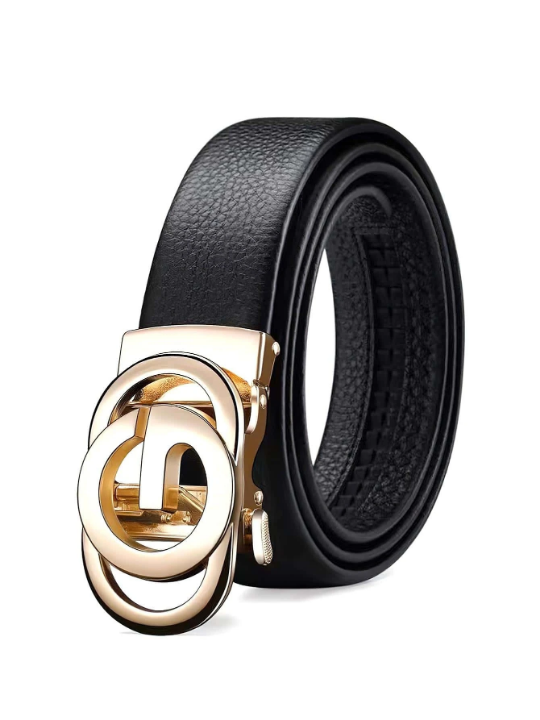 1pc Men Round Design Casual PU Buckle Belt For Business Occasions