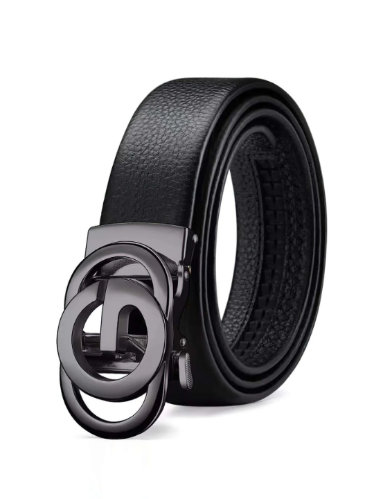 1pc Men's Fashion Round Design Casual PU Buckle Belt For Daily Life
