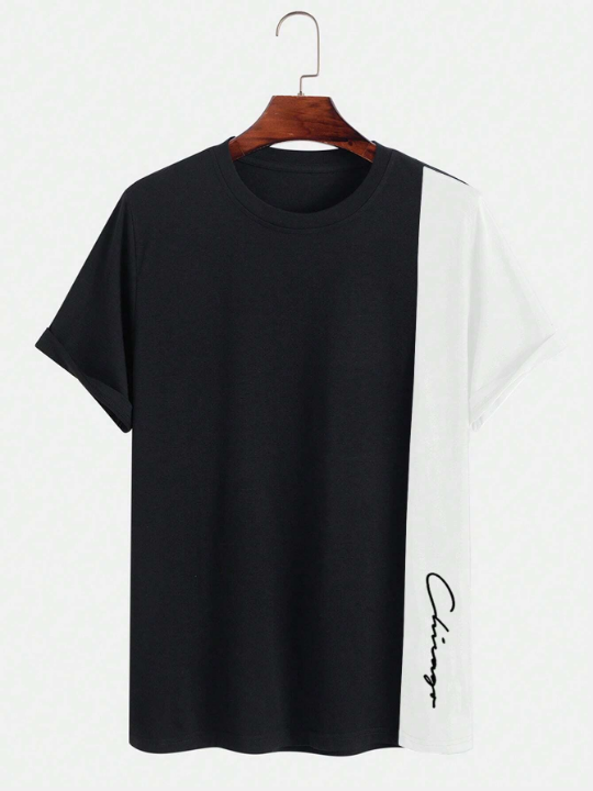 Manfinity Homme Men Letter Graphic Two Tone Tee