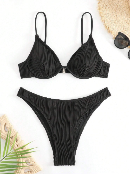 Swim Basics Solid Underwire Bikini Swimsuit