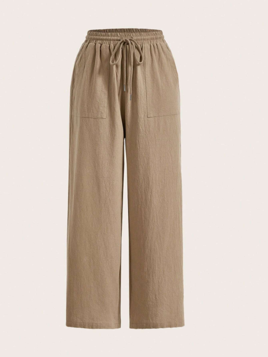 EZwear Drawstring Waist Wide Leg Pants