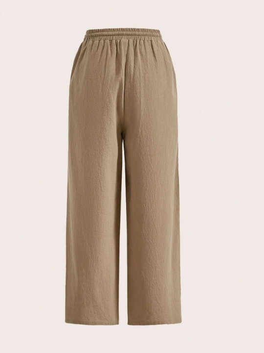 EZwear Drawstring Waist Wide Leg Pants