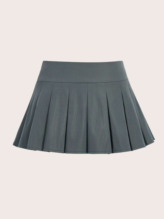 ROMWE J-Fashion Solid Pleated Skirt