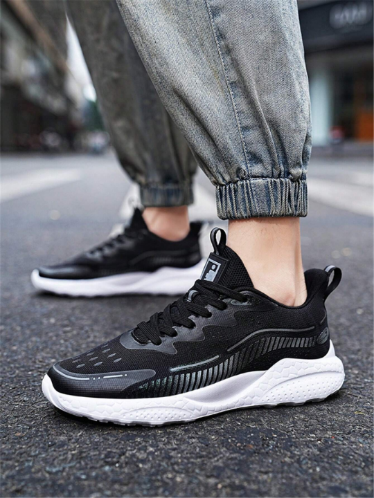 Unisex Breathable Mesh Running Shoes, Couple Shoes, Lightweight And Comfortable, Unique Design, Thick Sole, Height Increasing, Korean Fashion Sports Shoes