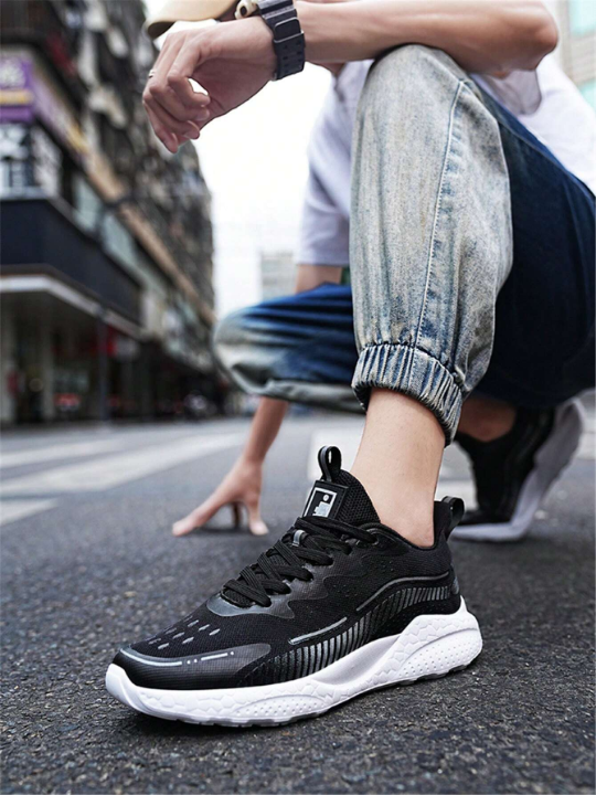 Unisex Breathable Mesh Running Shoes, Couple Shoes, Lightweight And Comfortable, Unique Design, Thick Sole, Height Increasing, Korean Fashion Sports Shoes