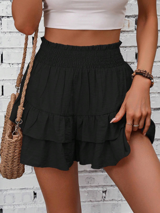 LUNE Paperbag Waist Ruffle Hem Skort