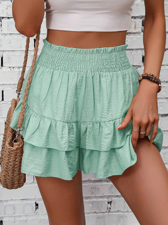 LUNE Paperbag Waist Ruffle Hem Shorts