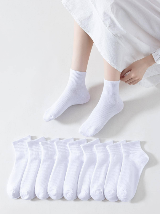 10pairs Solid Ankle Socks