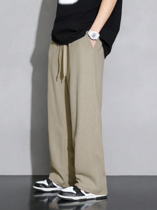 Men Drawstring Waist Straight Leg Pants