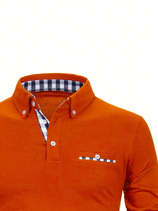 Men Plaid Trim Polo Shirt