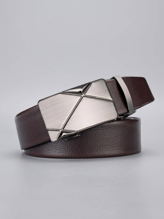 1pc Men Rectangle Shape Fashion PU Buckle Belt For Dress Decoration