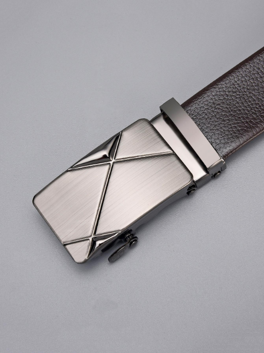 1pc Men Rectangle Shape Fashion PU Buckle Belt For Dress Decoration