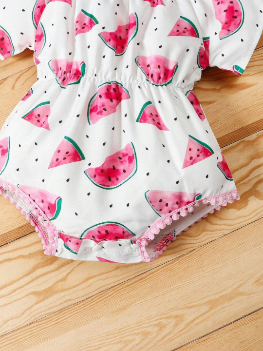 Baby Girl Watermelon Print Bodysuit & Headband