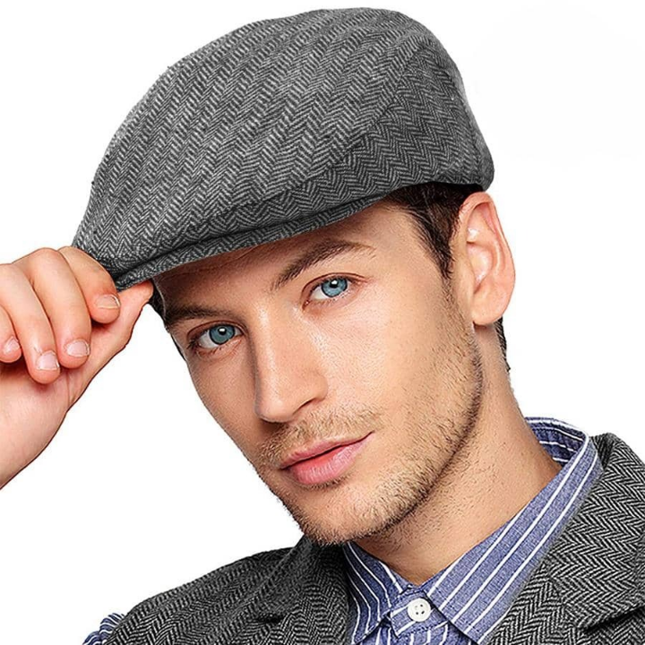 Men Herringbone Pattern Casual Flat Cap For Daily Life