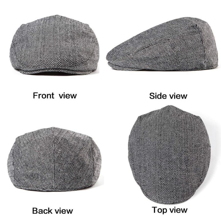 Men Herringbone Pattern Casual Flat Cap For Daily Life